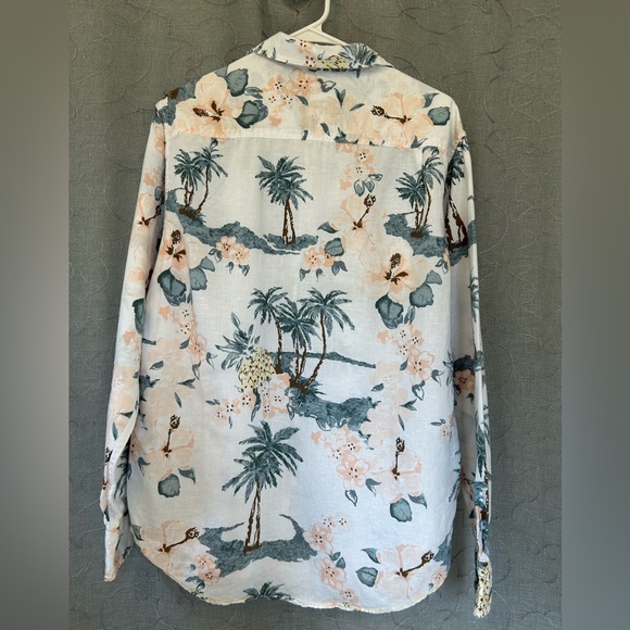 Caribbean Men's Floral Print Shirt - White and Blue - Picture 3 of 7